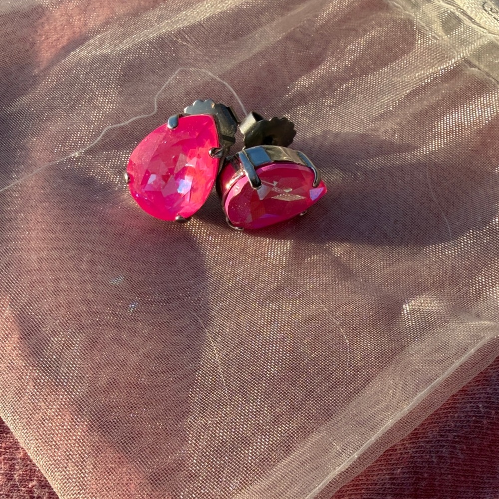 Sorrelli Hot Pink Teardrop Stud Earrings - Women Jewelry